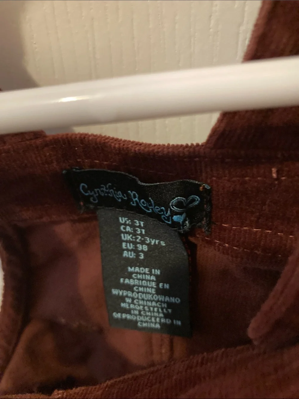 98% Cotton, Corduroy Overall Thanksgiving Dress with Autumn Embroidery